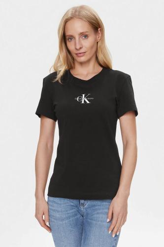 CK Jeans γυναικείο T-shirt βαμβακερό με κεντημένο λογότυπο - J20J222564 Μαύρο